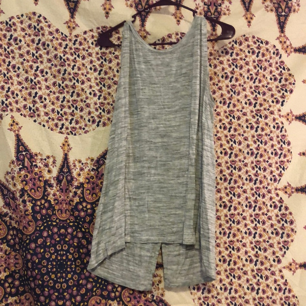 gray open back tank